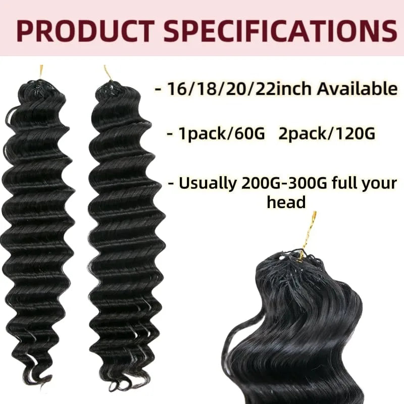 Pre-divided Bulk Hair for Braiding Deep Wave Crochet Human Hair Knotless Miracle Knots Hair Extensions Boho Braids Invisible