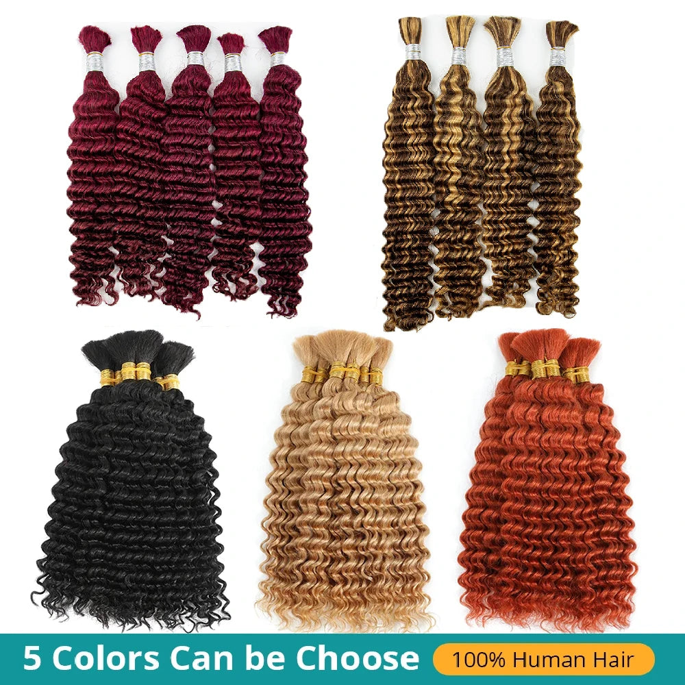 NABI Highlight Honey Blonde Deep Wave Hair Bundles No Weft for Boho Braids  Human Hair Extension Bundles for Boho Braiding