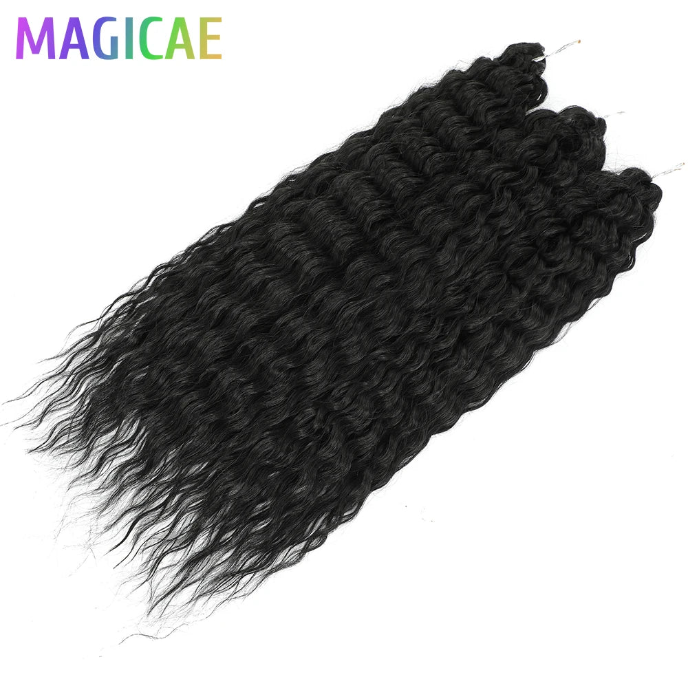 Magicae 3Pcs 300Grams 24Inches Ariel Deep Water Twist Crochet Braids Curly Hair Piano Blond P12/16/613 Brown6# Grey 58# Bundles