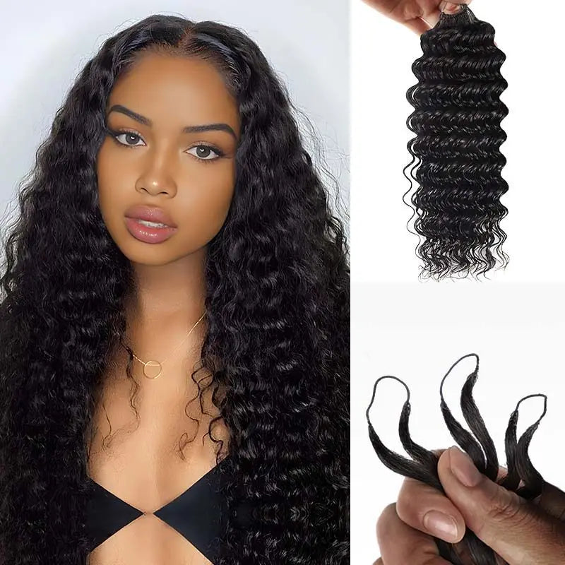 Burmese Curly Body Wave Feather Crochet For Pre-Separated Invisible Knotless Crochet Hair Kinky Straight Human Hair Extensions