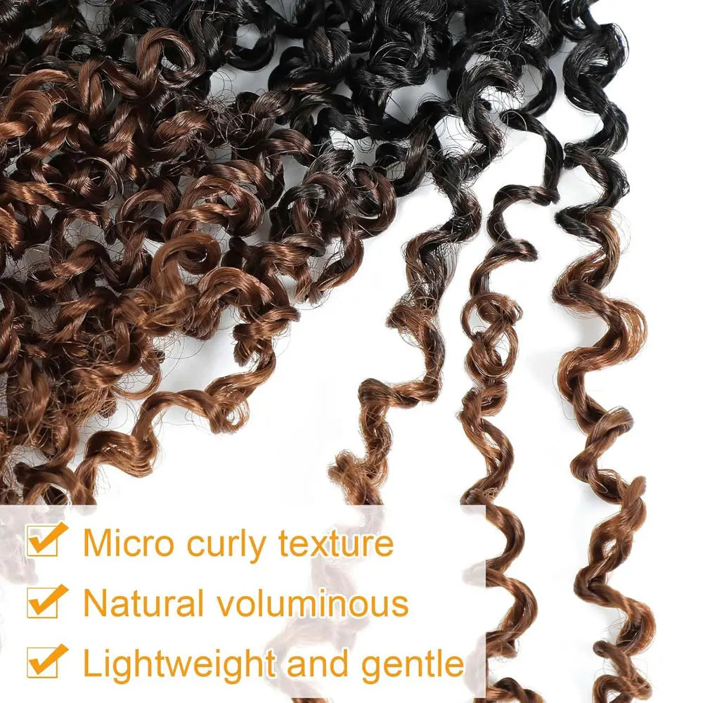 8"Yanky Twist Crochet Hair Pre-Looped Ombre Brown Synthetic Crochet Hair with Curly Ends Yank Twist Crochet Hair For Black Women