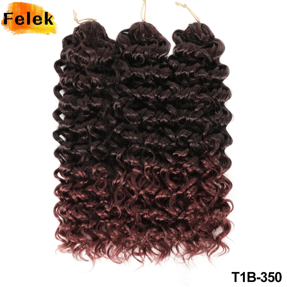 Ombre Brown GoGo Curl Braiding Hair Extensions Burgundy Synthetic Water Wave Crochet Braids For Women 18 22 Inch Red Afro Curls