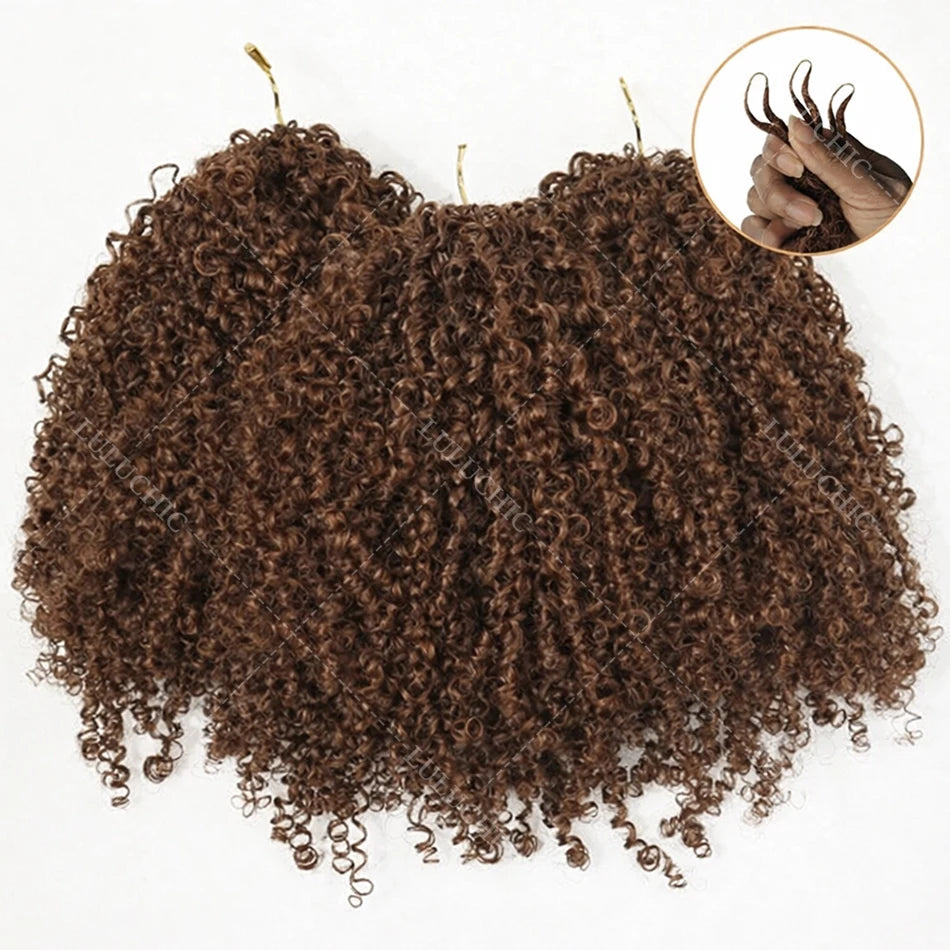 12A Dark Brown Feather Crochet Human Hair Extension For Braid Kinky Curly PreSeparated Knotless Small Spirals Curly Crochet Hair