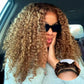 Honey Blonde Deep Wave Glueless Wigs Human Hair Pre Cut Highlight Wear and Go Curly Wigs for Women Ombre HD Lace Front Wig