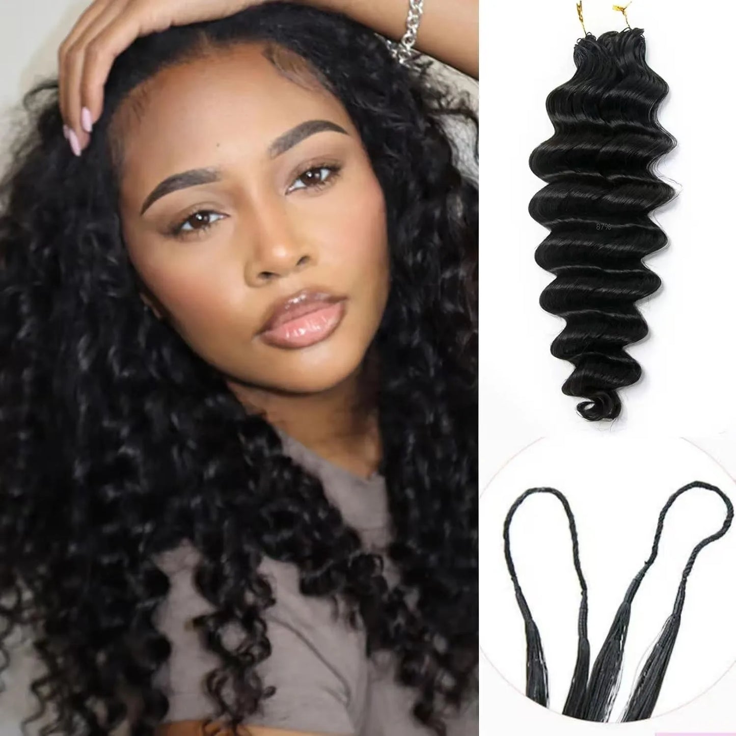 Pre-divided Bulk Hair for Braiding Deep Wave Crochet Human Hair Knotless Miracle Knots Hair Extensions Boho Braids Invisible