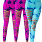 3 Pack New Style Hollow-Out Tie-Dye High-Waisted Tummy-Control Yoga Pants