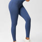 Sexy High Elastic Women's Solid Tights High Waist Workout Yoga Leggings, Scrunch Butt Lifting Elastic Pants, Tummy Control Butt Lifting Workout Yoga Athletic Pants