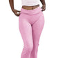 Casual Solid Color Slim Fit Two-piece Pants Set, Short Sleeved Round Neck T-shirt And Tight Flared Pants Sports Pants Clothing, Women's Clothing