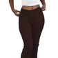 Casual Solid Color Slim Fit Two-piece Pants Set, Short Sleeved Round Neck T-shirt And Tight Flared Pants Sports Pants Clothing, Women's Clothing