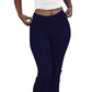 Casual Solid Color Slim Fit Two-piece Pants Set, Short Sleeved Round Neck T-shirt And Tight Flared Pants Sports Pants Clothing, Women's Clothing