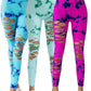 3 Pack New Style Hollow-Out Tie-Dye High-Waisted Tummy-Control Yoga Pants