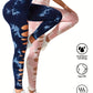 2 Pack Hollow Sexy High Elastic Women's Tie Dye Cutout Tights High Waist Workout Yoga Leggings, Scrunch Butt Lifting Elastic Pants, Tummy Control Butt Lifting Workout Yoga Athletic Pants